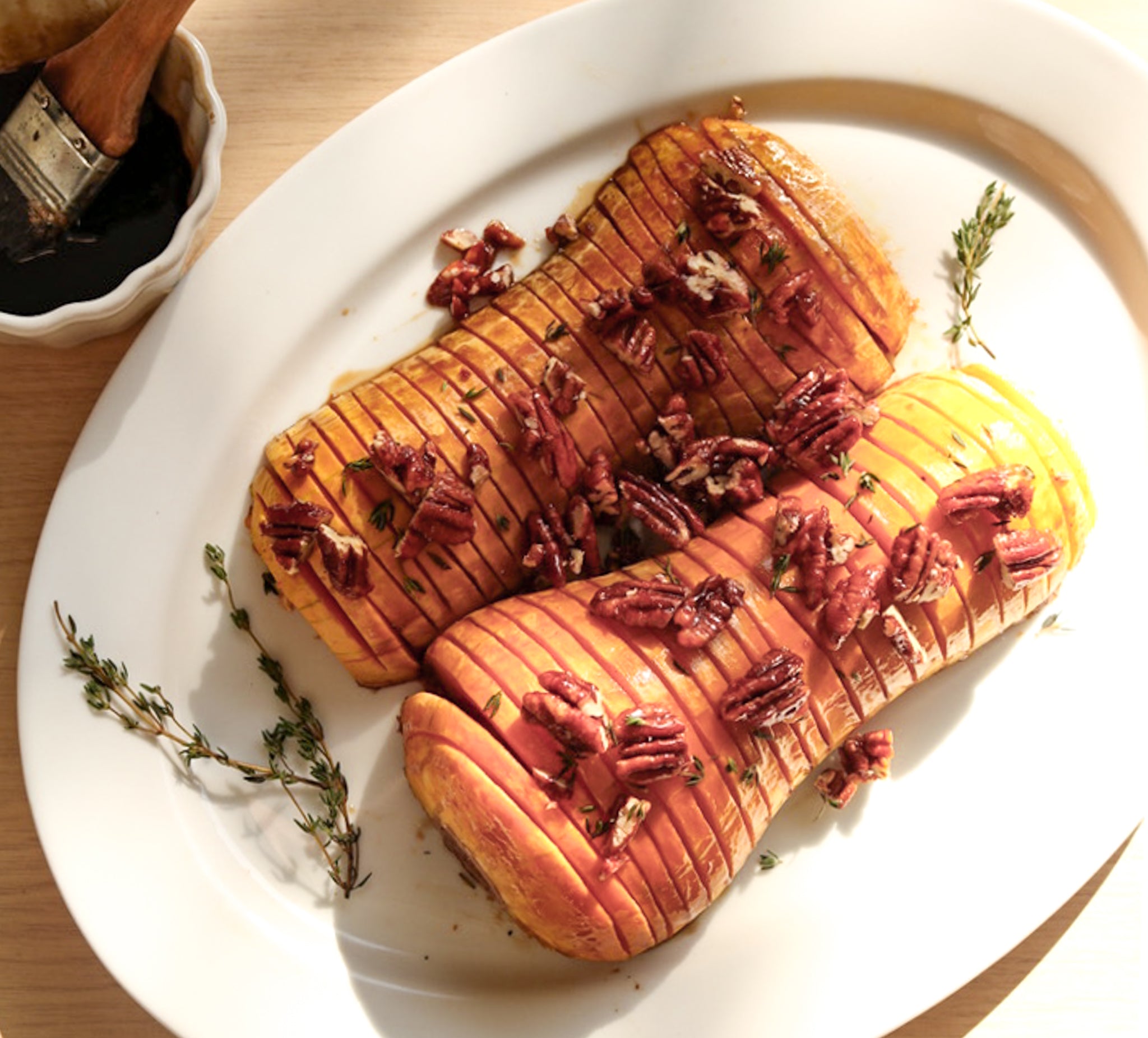 Butternut Squash with Maple Coffee Glaze and Maple Chili Candied Pecan – Samson's Daughter